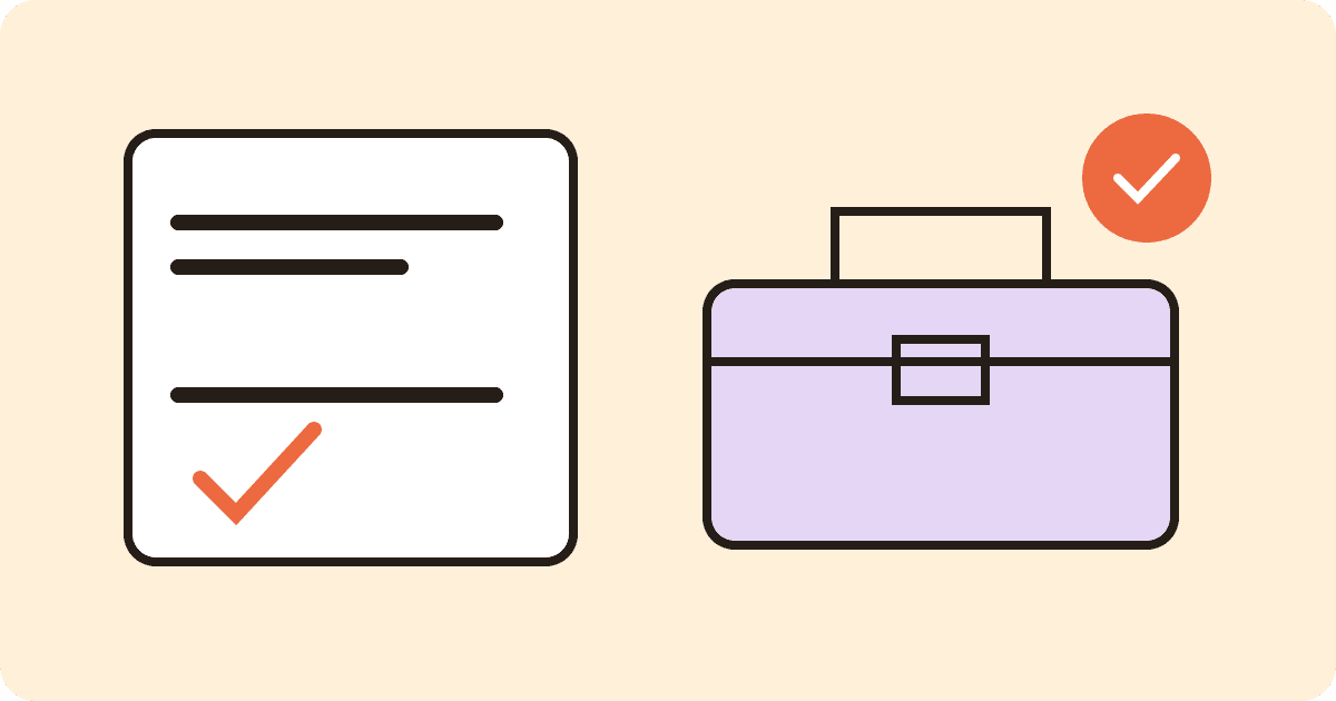 An original illustration of a small finished sample beside an unopened toolbox.